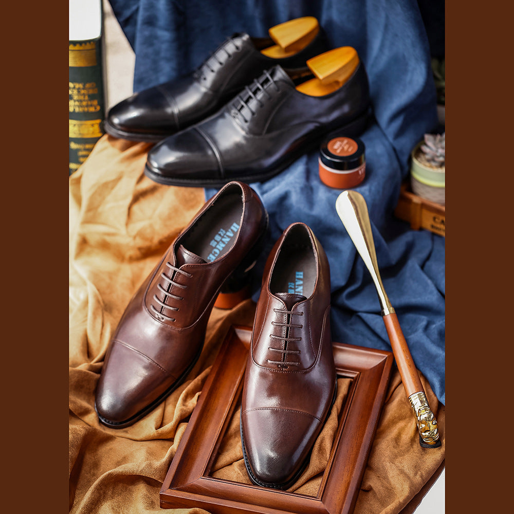 Cowhide Low-Top Light Sole Men's Leather Shoes