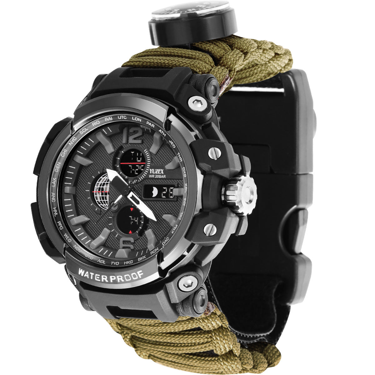 Outdoor Climbing Travel Waterproof Multifunctional LED Watch