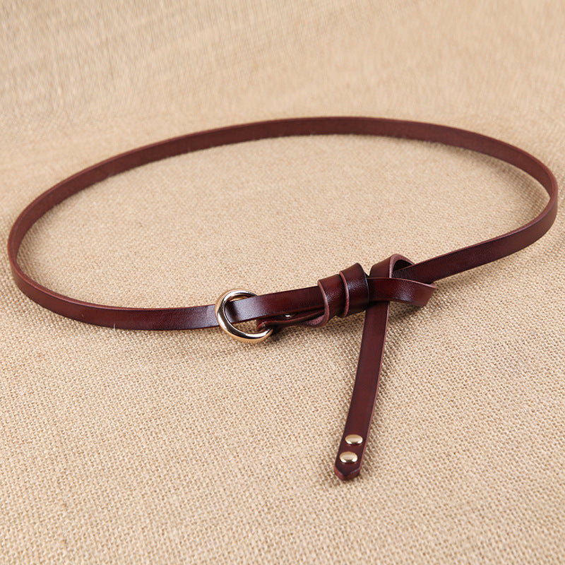 Round button top leather belt