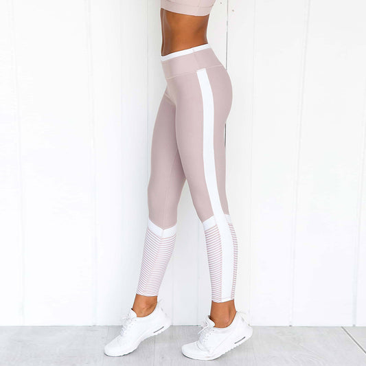 Fashion printed stitching leggings yoga fitness pants
