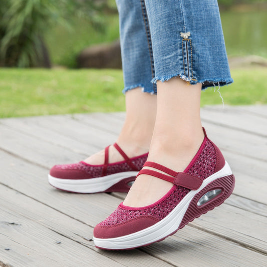 Mesh platform mother shoes
