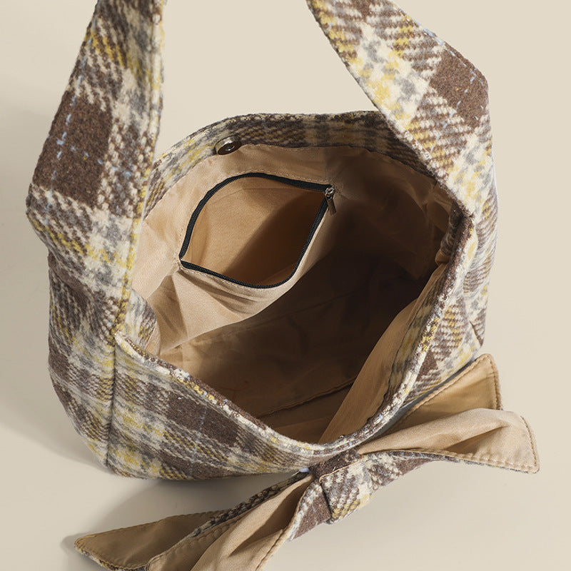 Plaid One-shoulder Simple Underarm All-match Commute Tote Bag