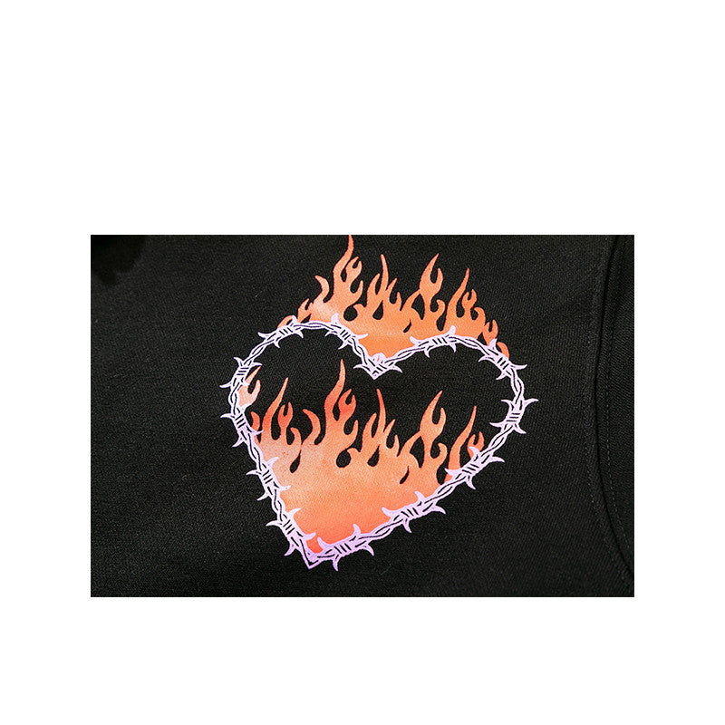 Niche Flame Print Hoodie