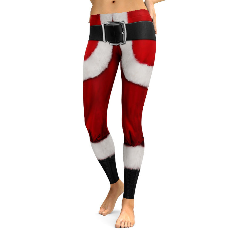 Yoga juleprint højtaljede fitness-yogabukser