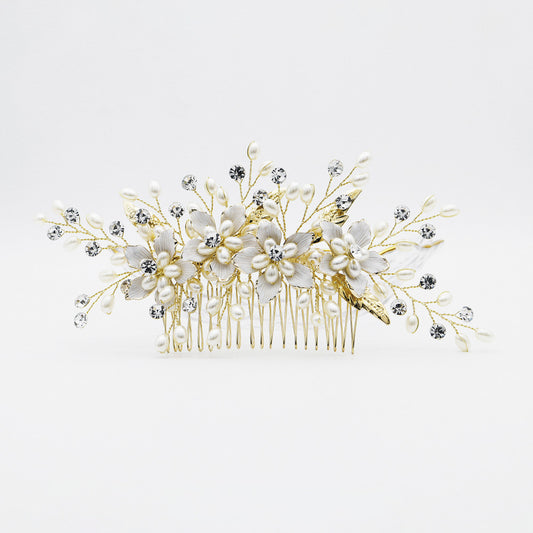 Flowers and leaves in hair ornaments