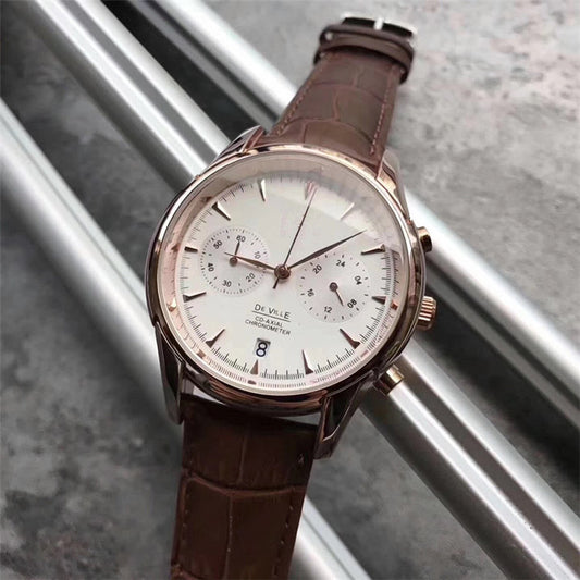 Men's waterproof leather quartz watch