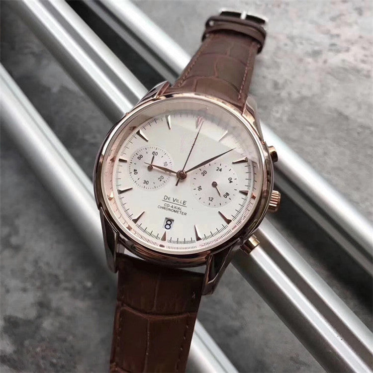Men's waterproof leather quartz watch