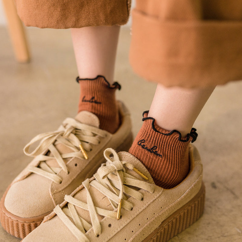 Loose mouth stockings embroidered fungus stockings