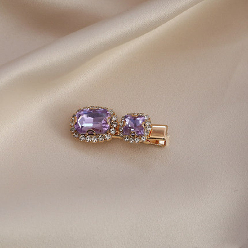 Vintage Sweet Purple Rhinestone Pearl Hairpin