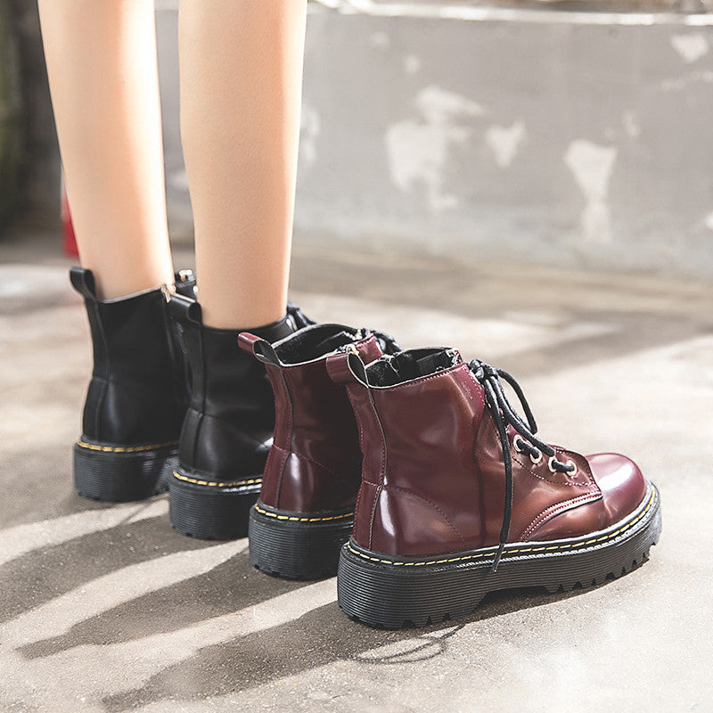 Retro British Style High-top Korean Women's Boots
