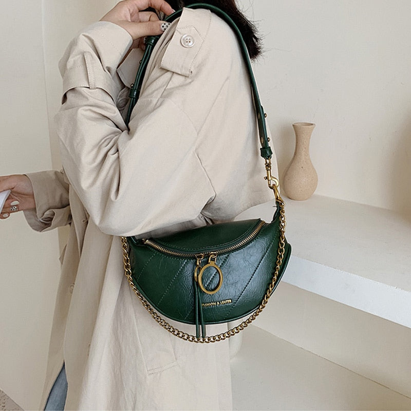 Women's Vintage Textured Leather Shoulder Bag