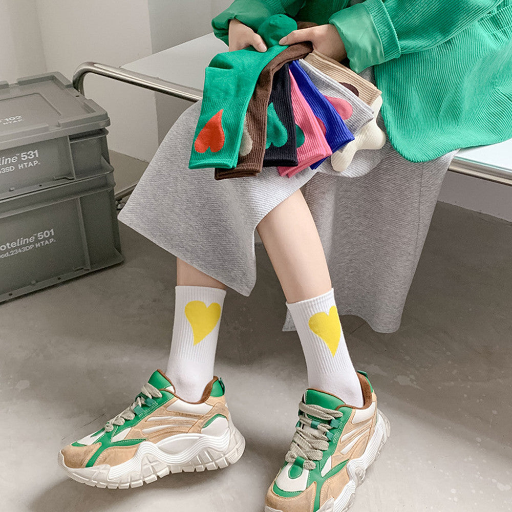Socks Women's Big Love Medium Tube Macaron Color