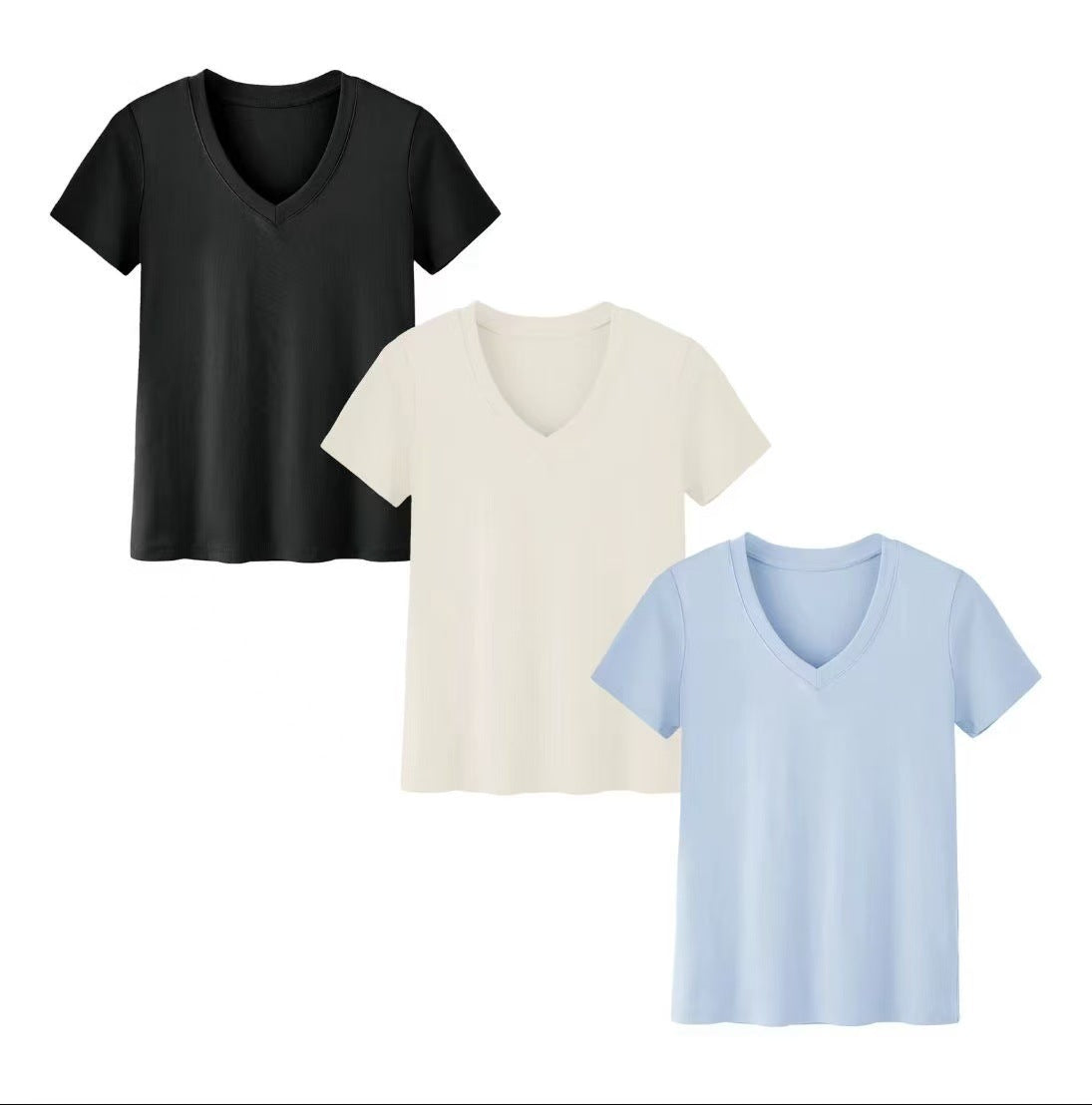 Loose Short-sleeved Top Combination Solid Color Women's Clothing