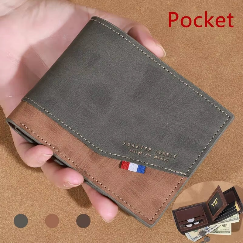 Men'S High-Capacity Leather Wallet, Small Multi Slot Photo Wallet for Coins, Vintage Wallet