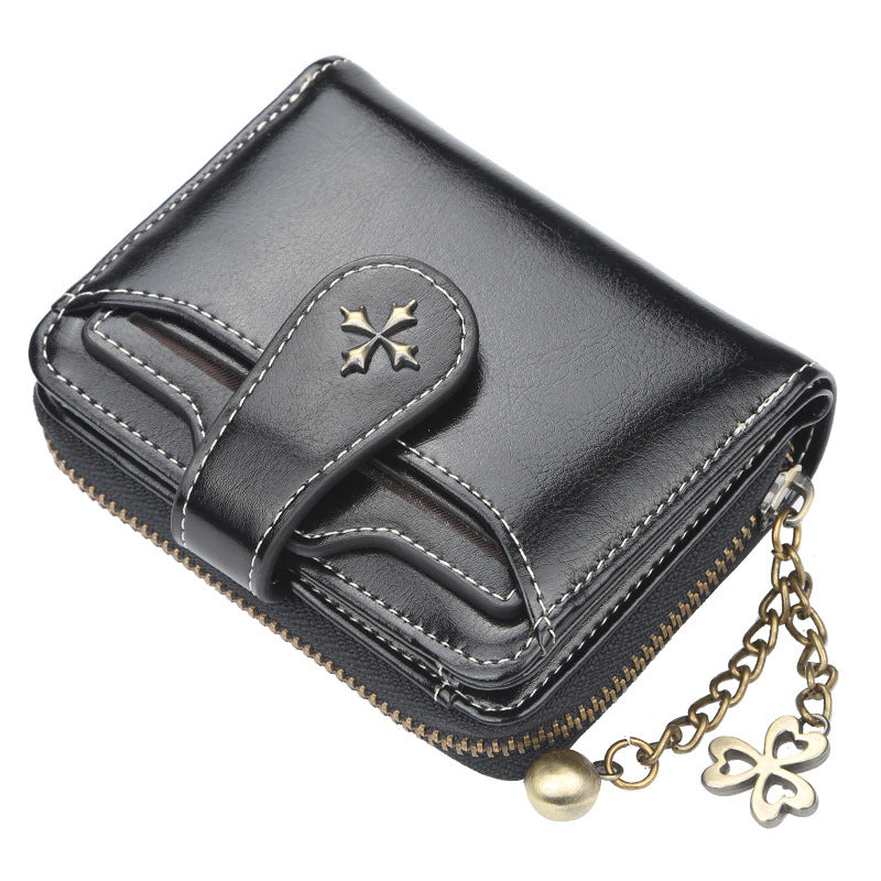 Ladies wallet tassel zipper buckle