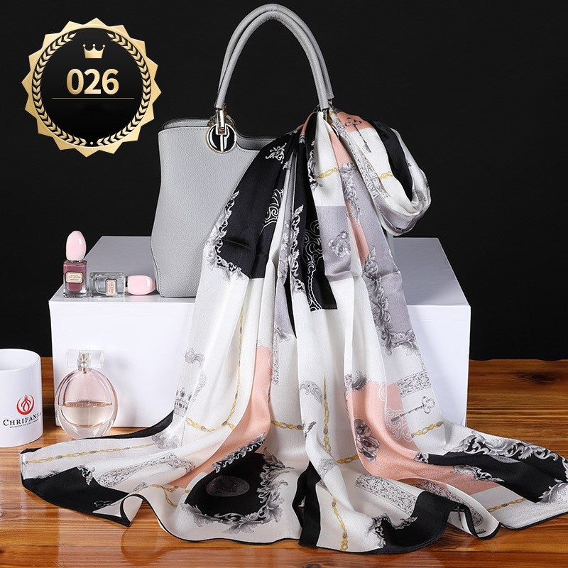 Women's autumn and winter shawl plain crepe satin scarf