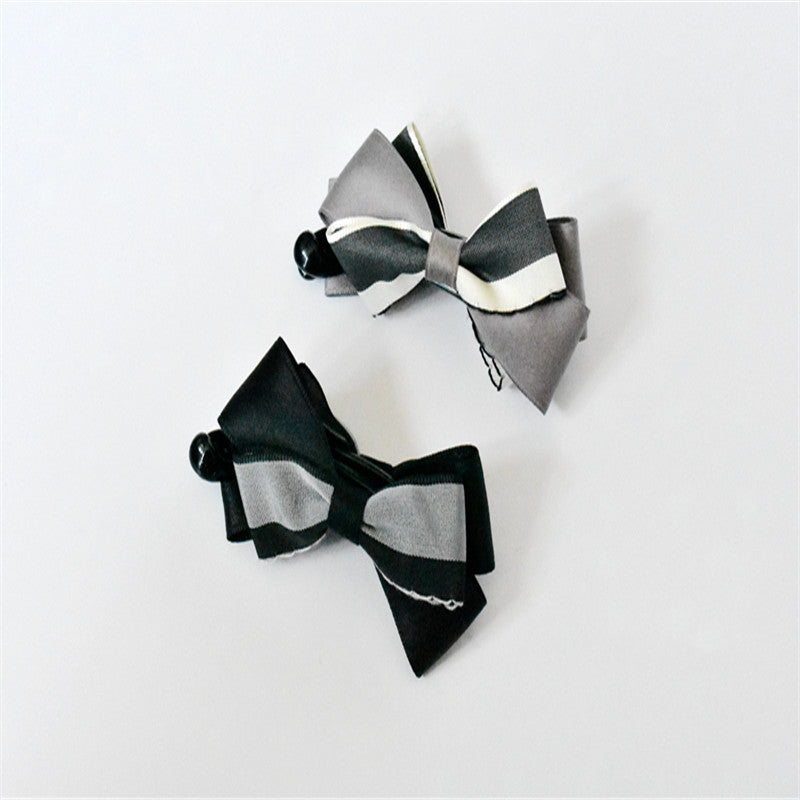 Color contrast senior grey cloth bowknot banana clip
