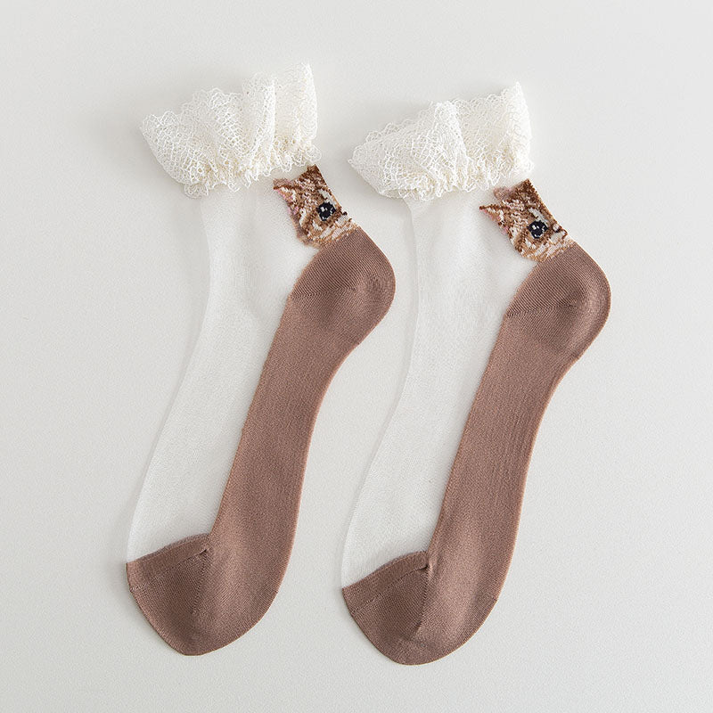 Women's mid-tube lace socks