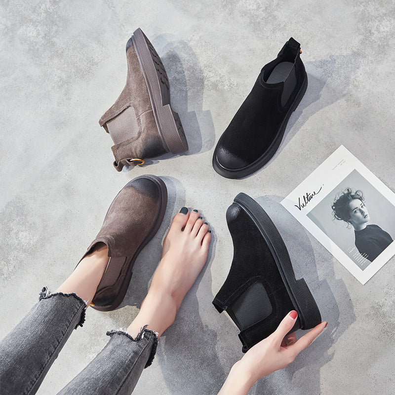Short Boots British Style Women's Flat Boots