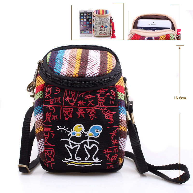 Canvas put mobile phone coin purse