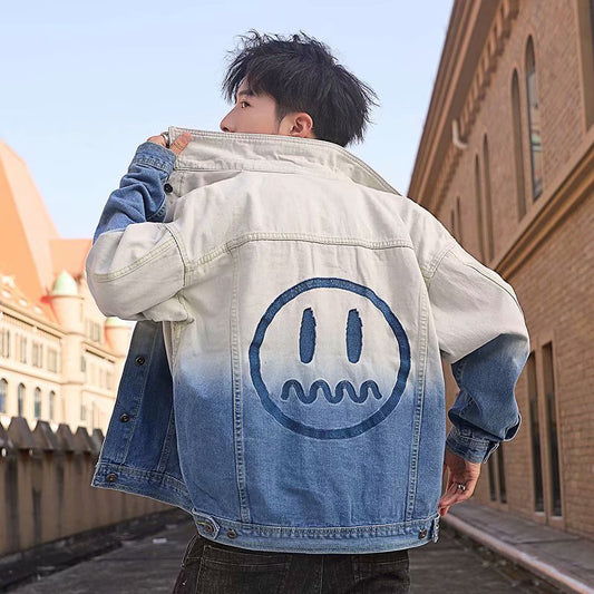 Hip-hop Gradient Tide Brand Denim Jacket