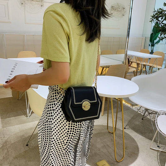 Fashion sewing chain hexagon small square bag