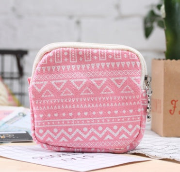 Canvas Coin Purse Cartoon Creative Cloth Storage Bag Sanitary Cotton Bag Aunt Bag Handheld Portable Women Wallet