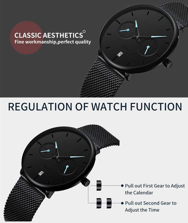 Star fashion simple business men's Watch sports quatz