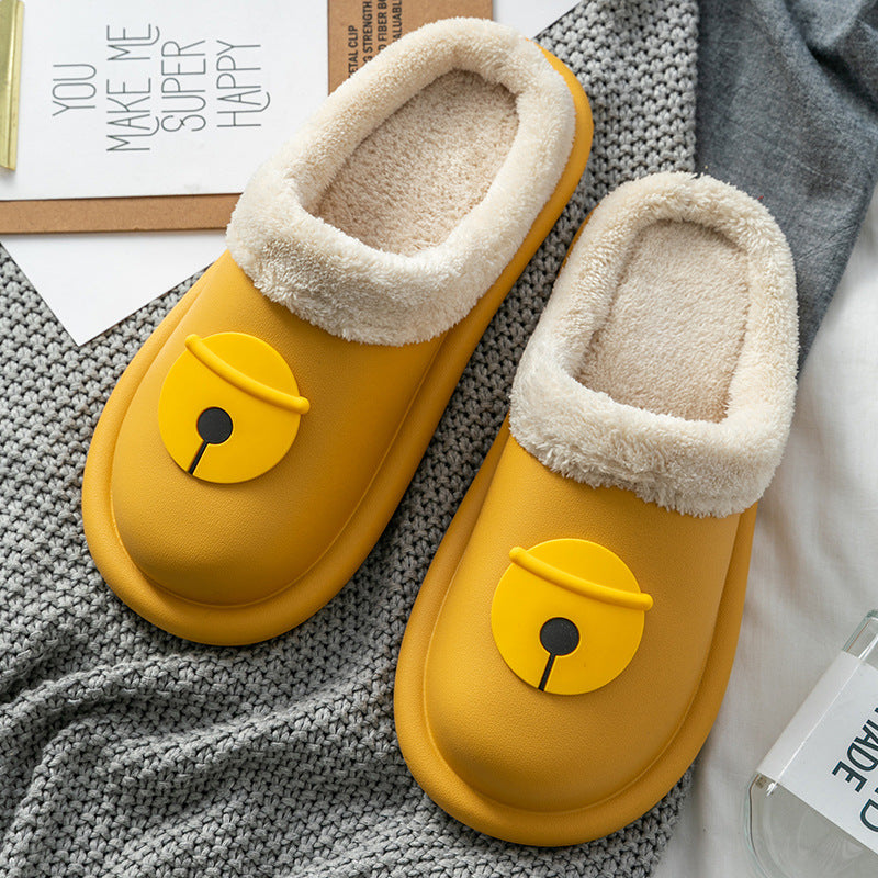 Women's leather cotton slippers