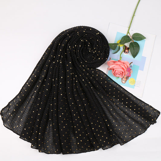 Sprinkle gold folds bronzing cotton and linen scarf