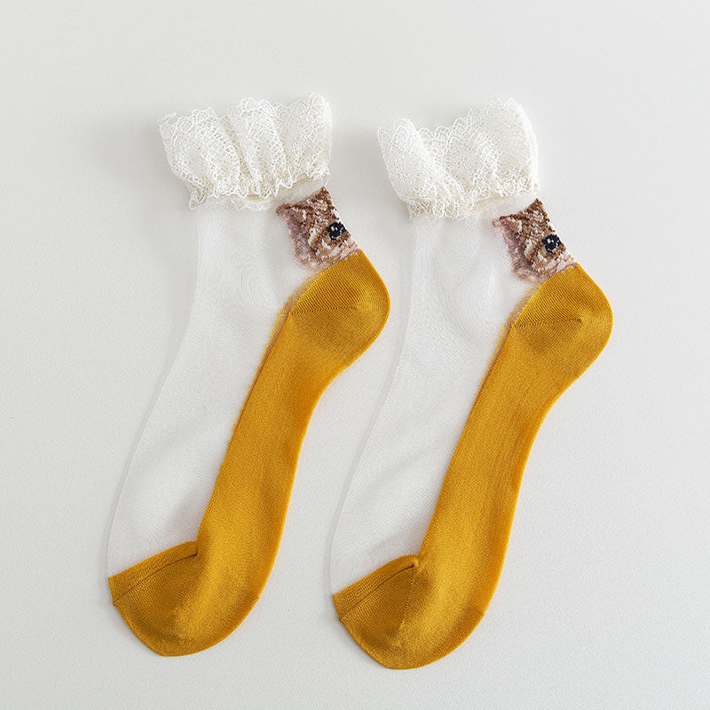 Women's mid-tube lace socks