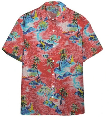 Fiber Men's Short-sleeved Shirt Stretch Printed Shirt