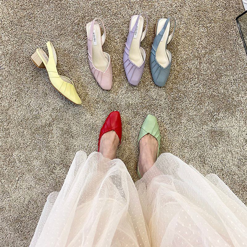 High heel crinkled sandals