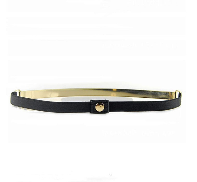 Fashion wild 1.5CM metal sequins simple decoration ladies elastic stretch thin belt