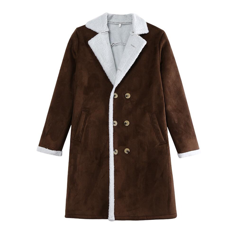 Winter Hot Style Faux Deerskin Polar Fleece Long Warm Coat
