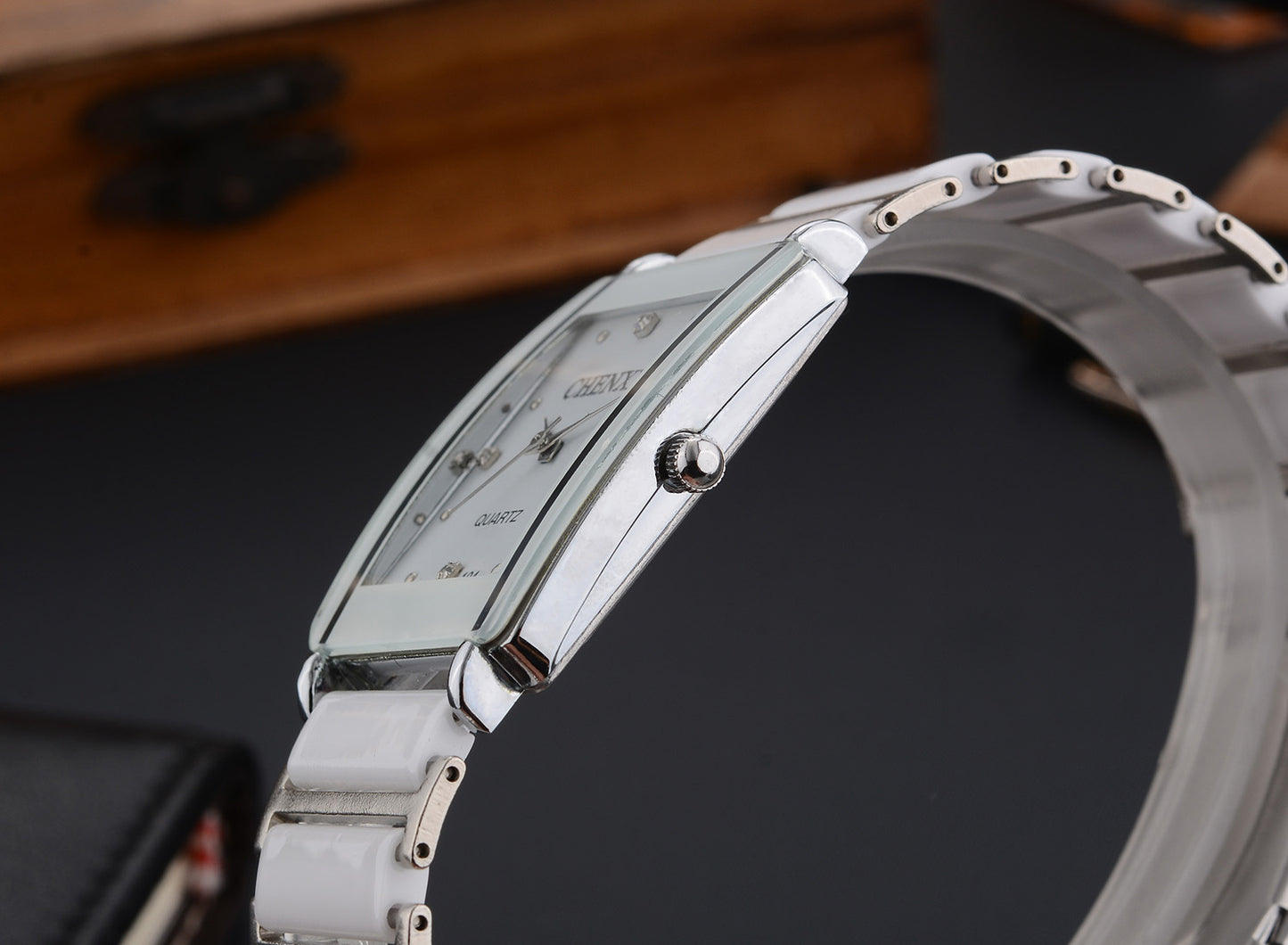 Couple's Square Diamond Set Quartz Watch