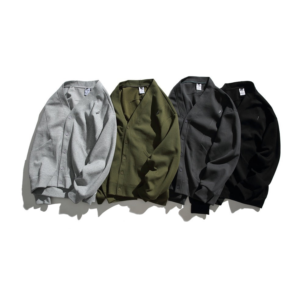 Autumn New Four-color V-neck Cardigan Casual Jacket For Men