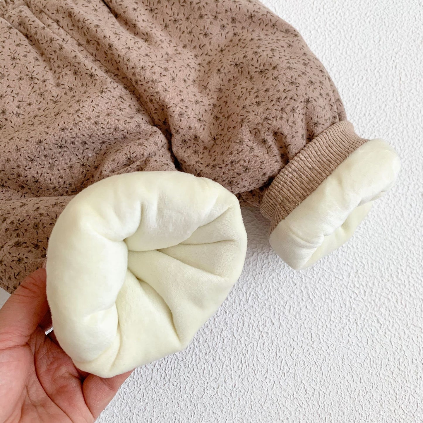 Cotton Padded Thickened Western Style Brushed Floral Loose Pants