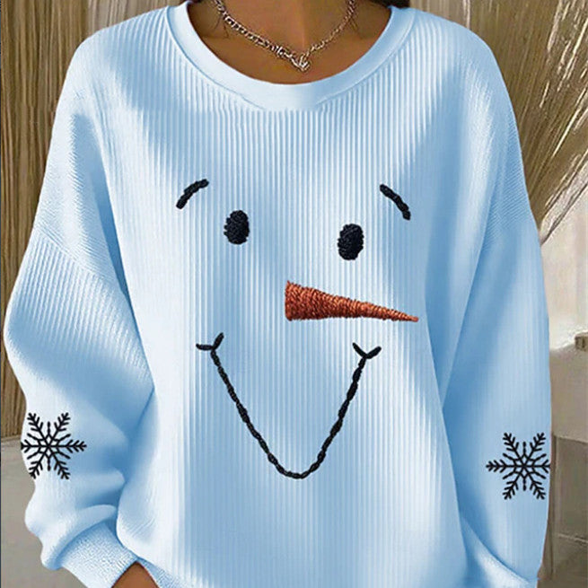 Trykt rundhalset sweatshirt afslappet mode efterår og vinter sweatshirt