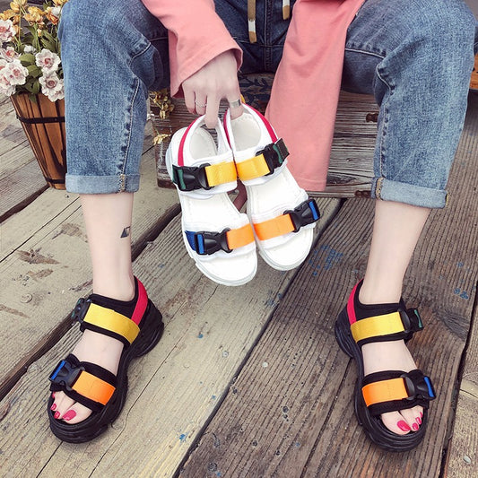 Korean Color Block Platform Platform Shoes