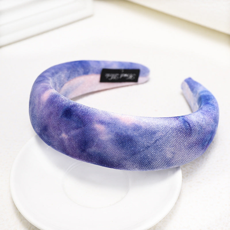 Tie-dyed velvet sponge headband