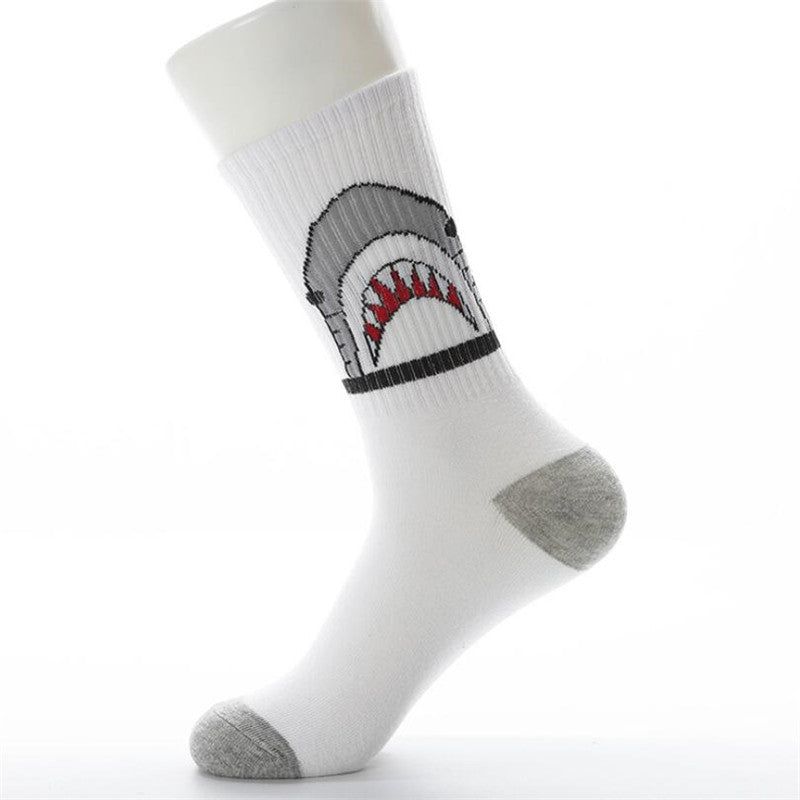 Shark Sports Basketball Medium Socks Cartoon Jacquard