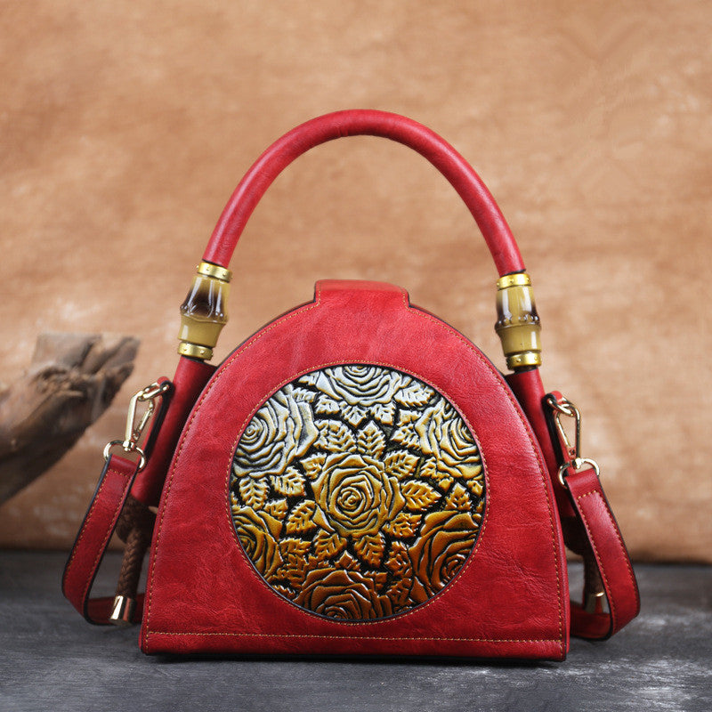 Vintage Embossed Zipper Ladies One Shoulder Messenger Bag