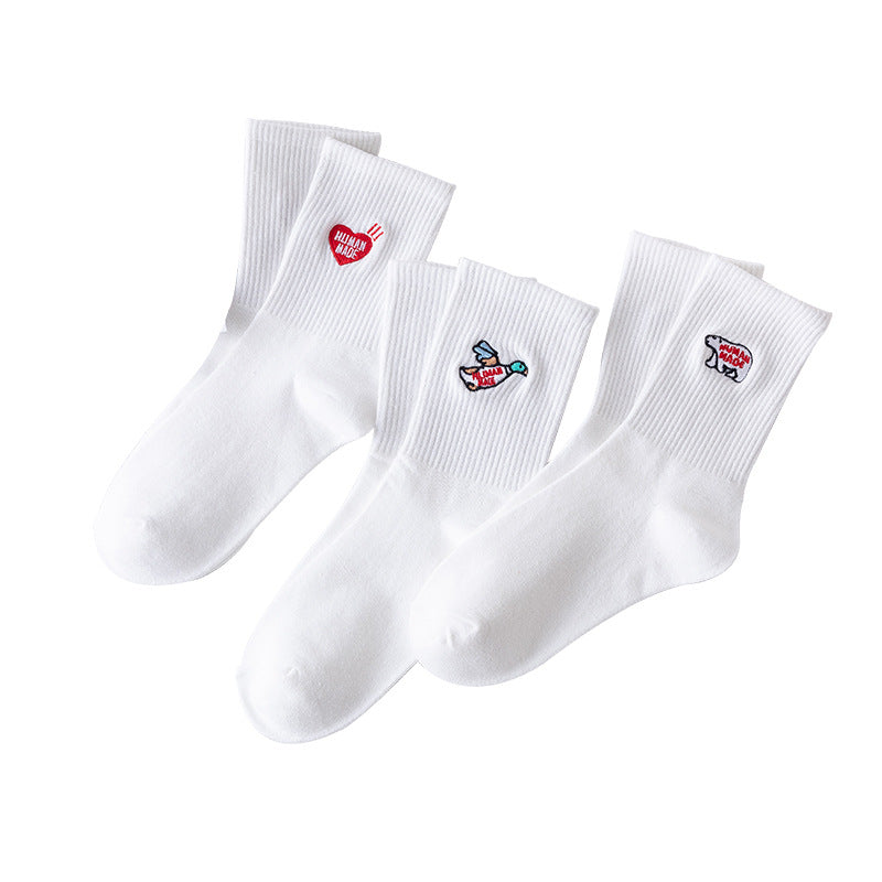 Solid Sock Embroidery Polar Bear