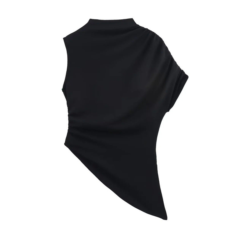 Slim-fit Design Asymmetric Sleeveless Top