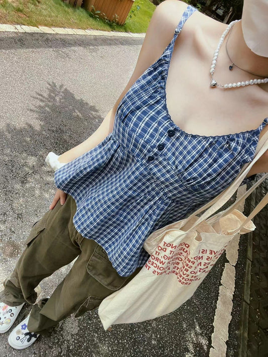 Trestjernet plaid camisole til kvinder