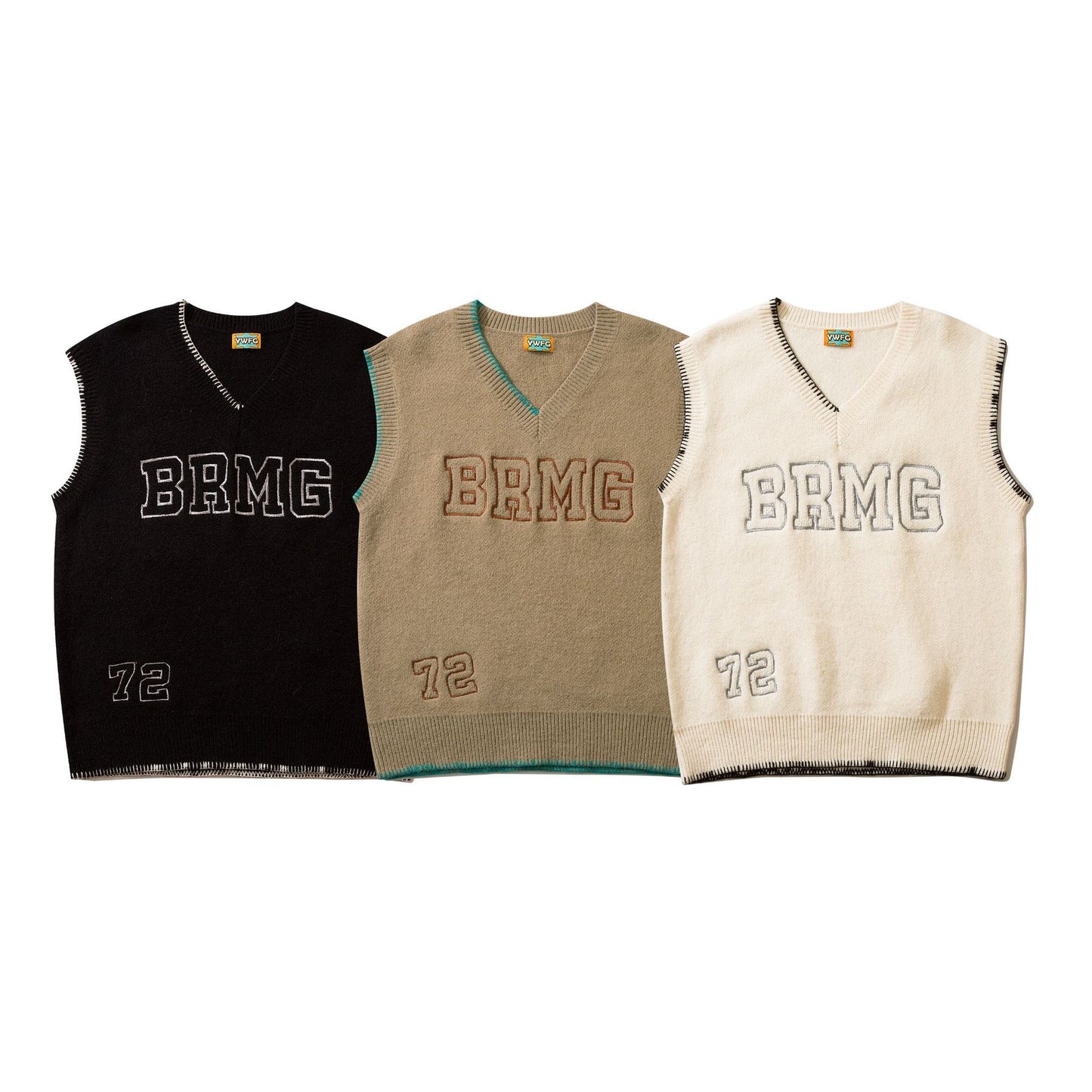 Embroidered V-neck Loose Vest Sweater For Men