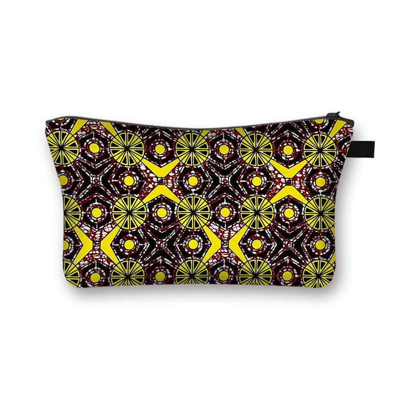 Ny Geometrisk Print Polyester Kosmetiktaske Stor Kapacitet Clutch Taske Dame Mode Rejse Opbevaringstaske