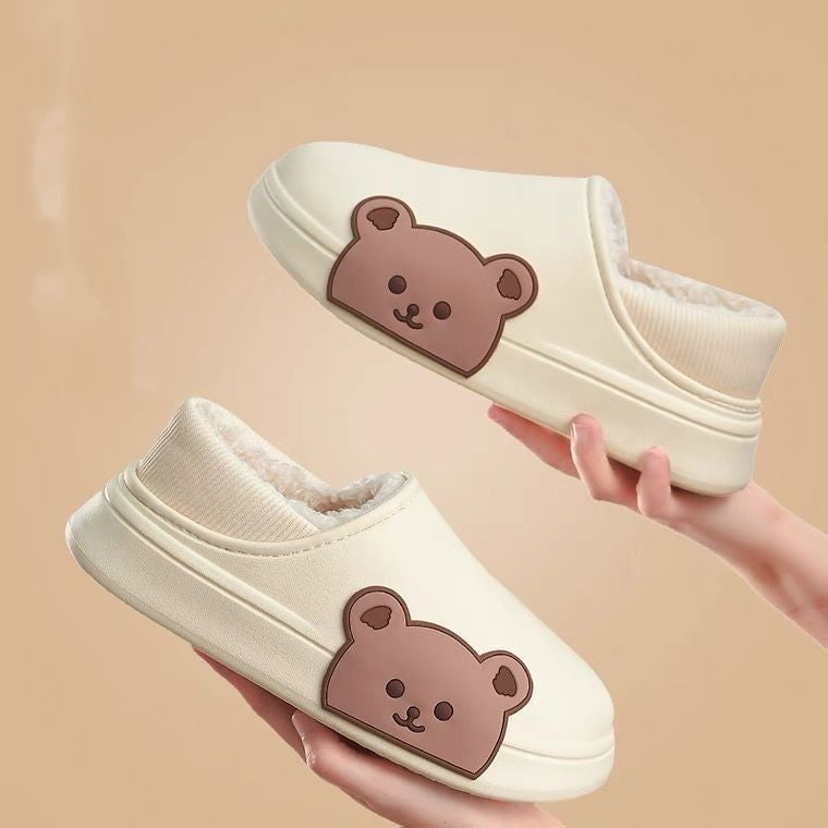 Household Cartoon Couple Bag With Fleece Warm Cotton Slippers