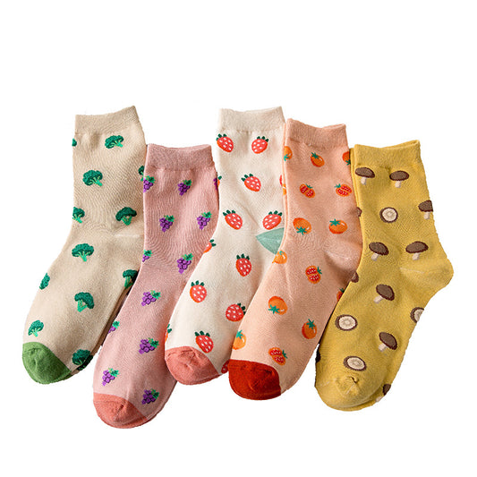 Gentle Sweet Strawberry Tomato Pastoral Style Japanese-style Retro Artistic Lolita Tube Socks
